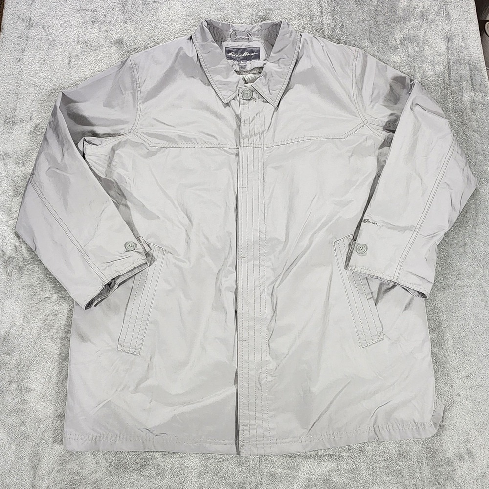 Eddie Bauer Coat Mens 3XL Gray Goose Down Insulated Liner Rain Jacket